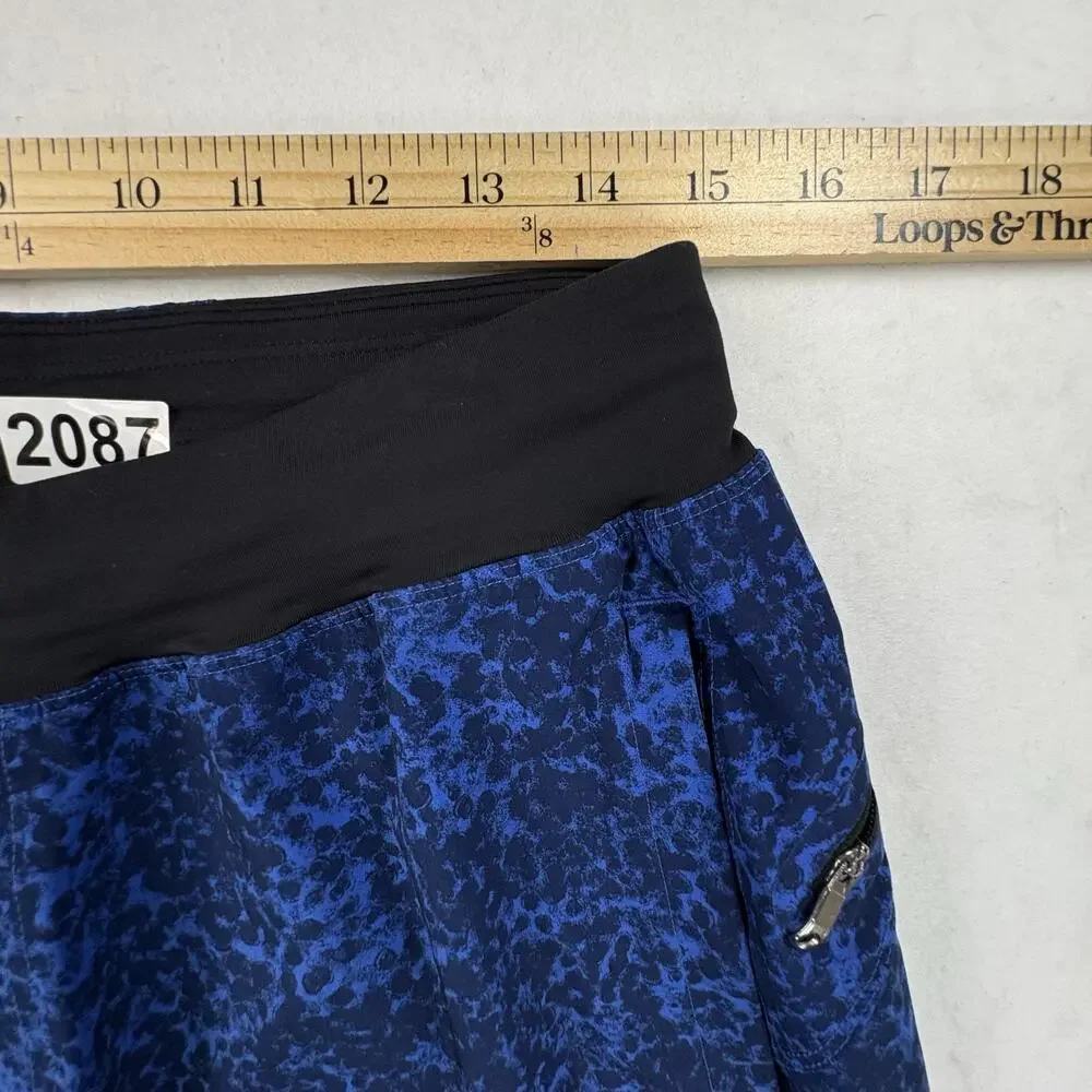 Lululemon Lined Shorts Mens Medium Blue Spotted 9 Inseam Running Gym Training